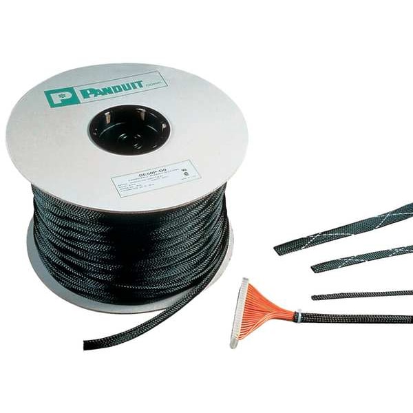 Braided Cable Sleeve, 0.12 in Inside Dia., 1/4 in Max Bundle Dia., 200 ft, Black
