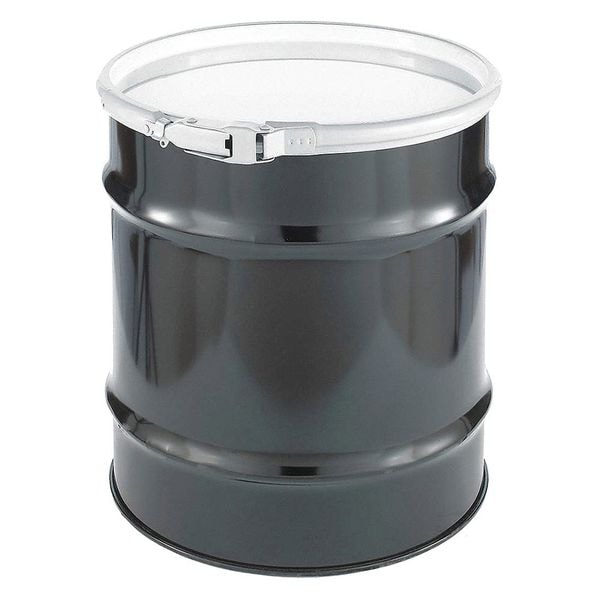 Open Head Transport Drum, Steel, 20 gal, Unlined, Black