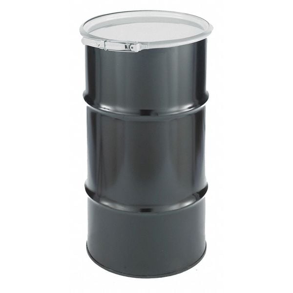 Open Head Transport Drum, Steel, 16 gal, Unlined, Black