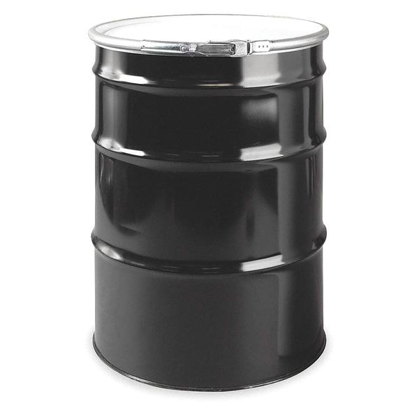 Open Head Transport Drum, Steel, 55 gal, Unlined, Black
