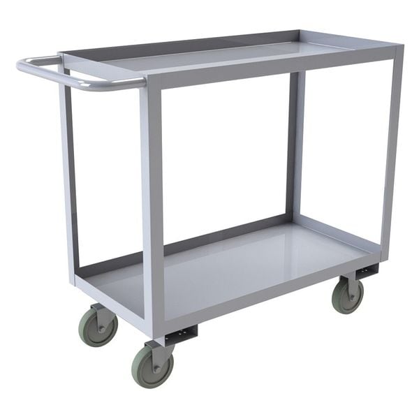 Corrosion-Resistant Utility Cart with Lipped Metal Shelves, Stainless Steel, 1,200 lb Load Capacity