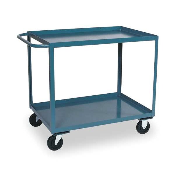 Flat Handle Utility Cart, Steel, 1,400 lb Load Capacity, 2 Shelves, 42 in L, 19 in W