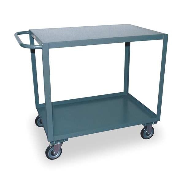 Flat Handle Utility Cart, Steel, 2,400 lb Load Capacity, 2 Shelves, 54 in L, 25 in W, 36" H