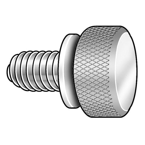 Thumb Screw, 1/4"-20 Thread Size, Round, Plain 18-8 Stainless Steel, 1/4 in Head Ht, 1/2 in Lg
