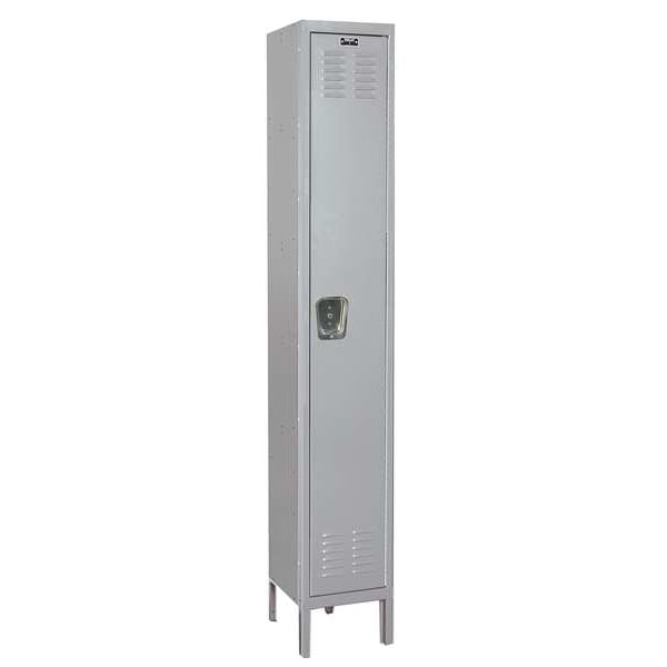 Antimicrobial Wardrobe Locker, 12 in W, 18 in D, 78 in H, (1) Tier, (1) Wide, Light Gray