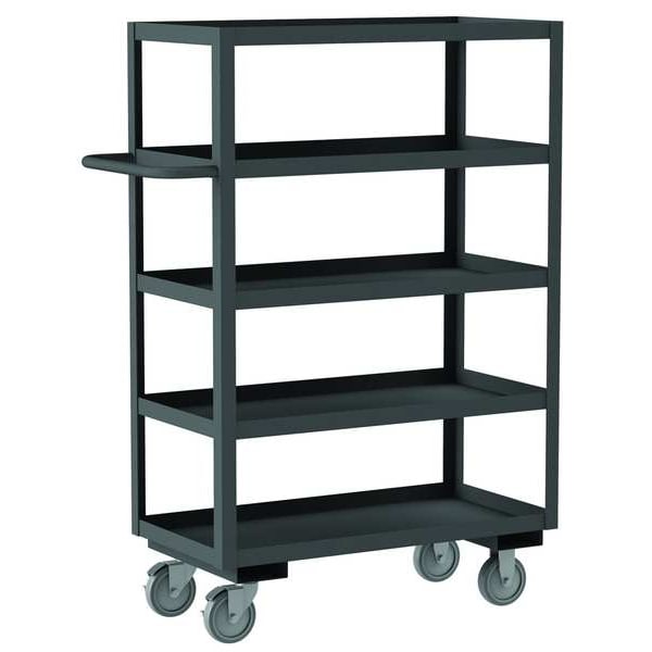 Utility Cart with Lipped Metal Shelves, Steel, 1,200 lb Load Capacity, 5 Shelves, 52 in L, 63 in H