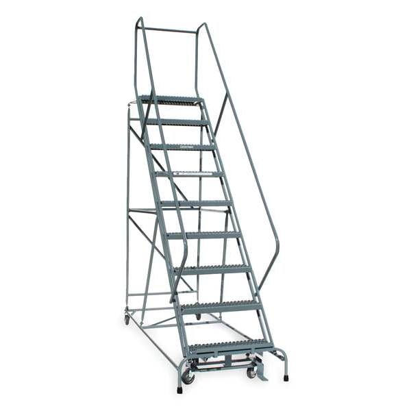 120 in H Steel Rolling Ladder, 9 Steps, 450 lb Load Capacity