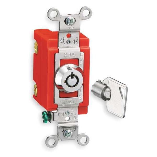 Wall Swtch, 4-Way, 20A, SS, Barrl Key Lockng