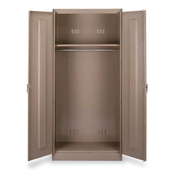Wardrobe Storage Cabinet, 78 in H, 36 in W, Swing, Keyed, Sand, 2 Shelves, 0 Drawers