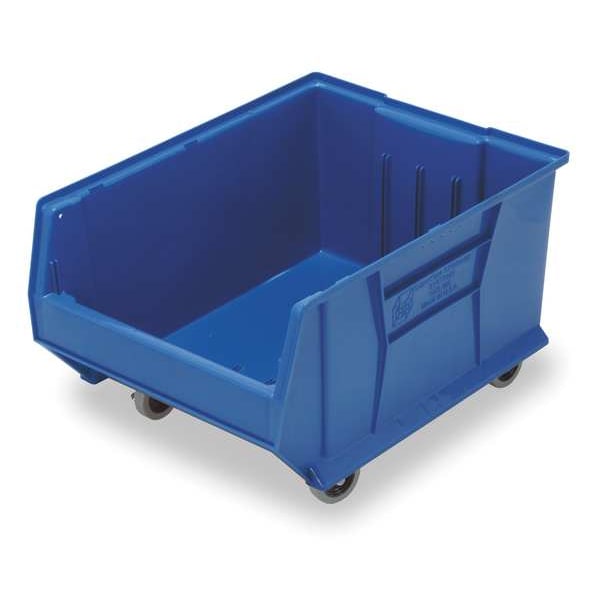 Mobile Storage Bin, Polypropylene/Polyethylene, Blue, 12 in H, 18 1/4 in W, 29 7/8 in L