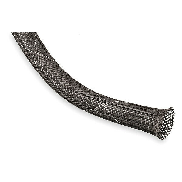 Braided Cable Sleeve, 1-1/4 in Inside Dia., 1-3/4 in Max Bundle Dia., 50 ft, Black; White
