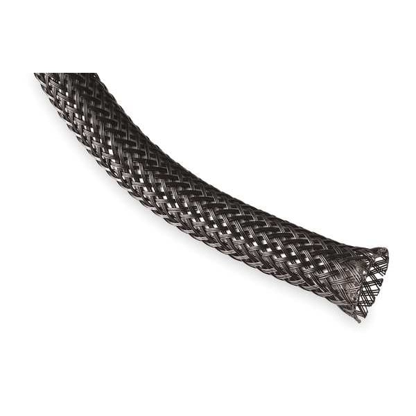 Braided Cable Sleeve, 3/8 in Inside Dia., 3/4 in Max Bundle Dia., 500 ft, Black