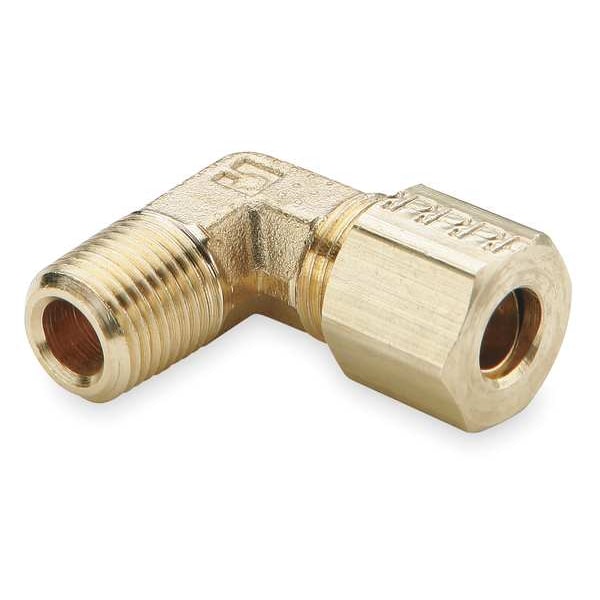 3/16" Compression x 1/4" MNPT Brass 90 Deg Elbow 10PK