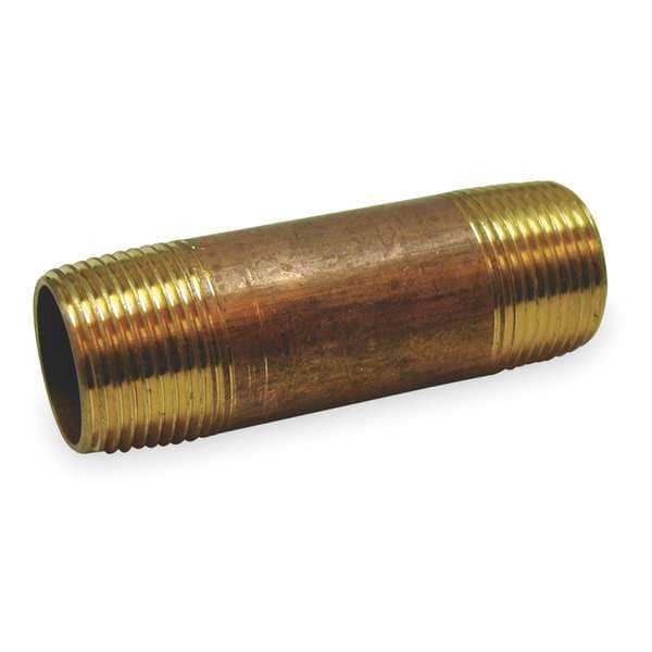 2-1/2" MNPT x 3" TBE Red Brass Pipe Nipple Sch 40