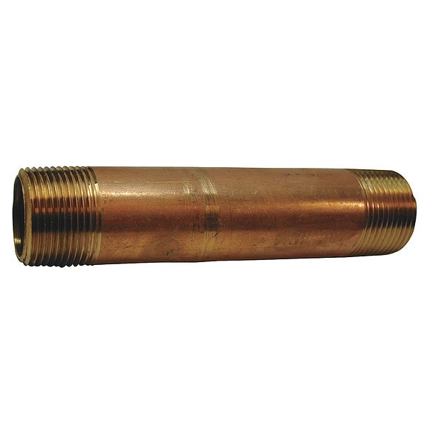 1-1/2" MNPT x 5" TBE Red Brass Pipe Nipple Sch 40