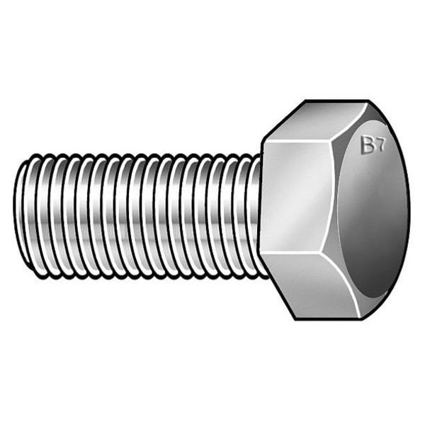 Grade B7, 1"-8 Hex Head Cap Screw, Black Oxide Steel, 2 in L, 5 PK