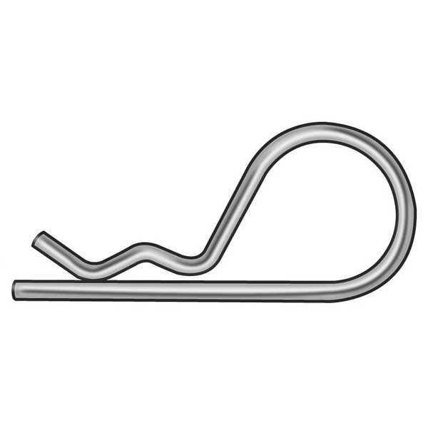 Cotter Pin, Bridge, 11/64 in Pin Dia, 3 3/4 in Shank Lg, 18-8 Stainless Steel, Zinc Plated, 25 PK