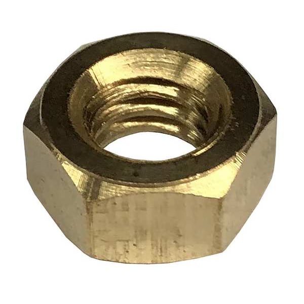 Machine Screw Nut, 1/4"-20, Brass, Not Graded, Plain, 3/16 in Ht, 100 PK