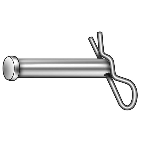 Standard Clevis Pin, 1/2 in Pin Dia, 3-1/2 in Shank Lg, Steel, Zinc Plated Finish, 5 PK