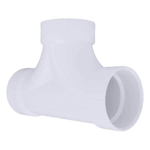 PVC Two Way Cleanout Tee, Hub, 4 in Pipe Size