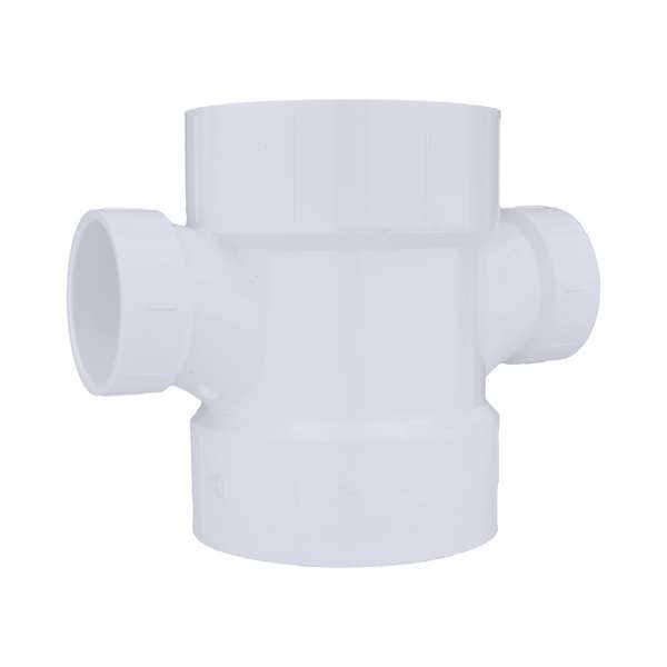 PVC Sanitary Tee, Hub, 4 in x 4 in x 2 in x 2 in Pipe Size