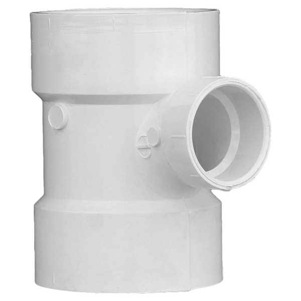 PVC Sanitary Tee, Hub, 3 in x 3 in x 1 1/2 in Pipe Size