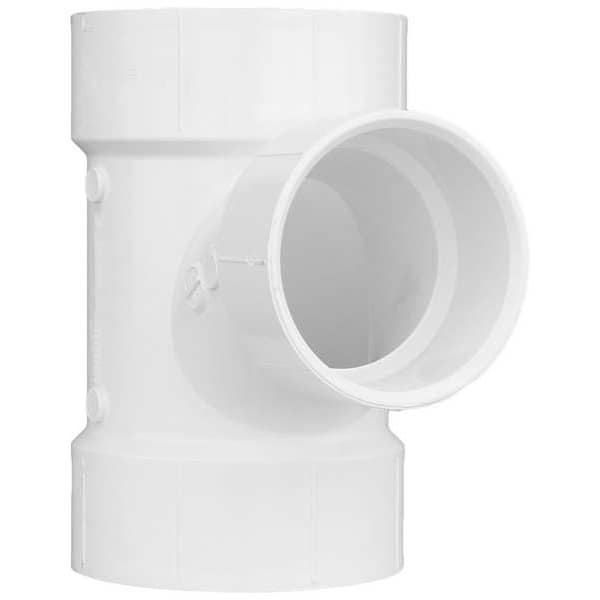 PVC Sanitary Tee, Hub, 4 in x 4 in x 3 in Pipe Size