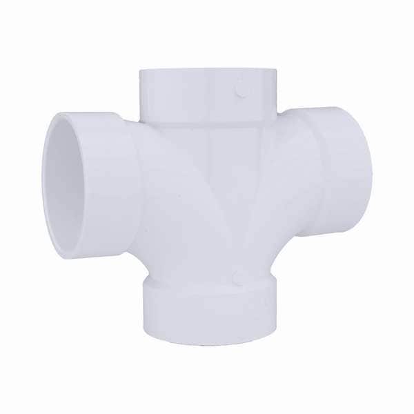 PVC Double Sanitary Tee, Hub, 4 in Pipe Size