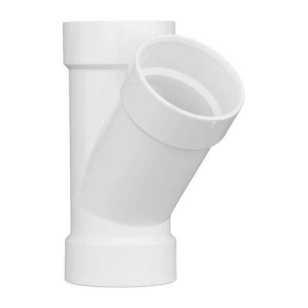 PVC Wye, Hub, 4 in Pipe Size