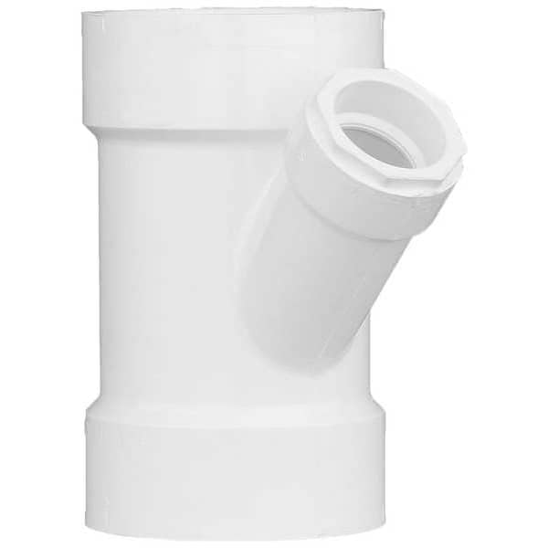 PVC Reducing Wye, Hub, 4 in x 4 in x 1 1/2 in Pipe Size