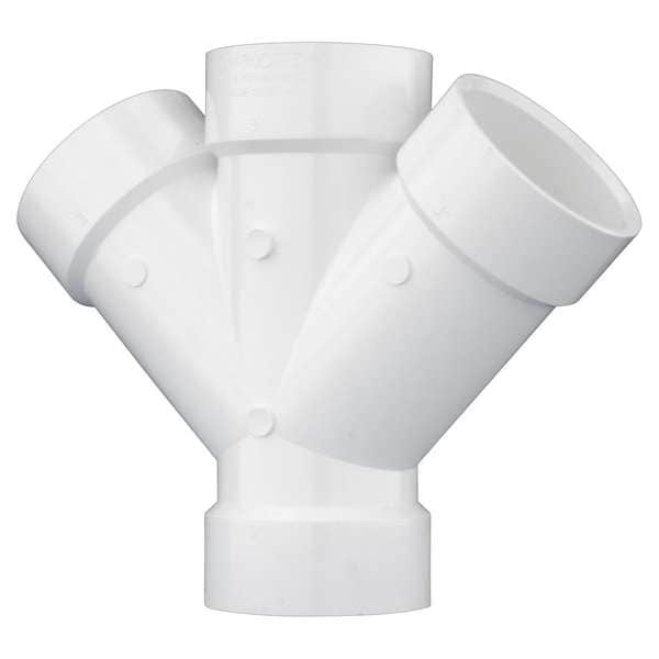 PVC Double Wye, Hub, 3 in Pipe Size