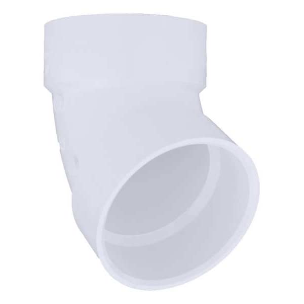PVC Elbow, 60 Degrees, Hub, 4 in Pipe Size