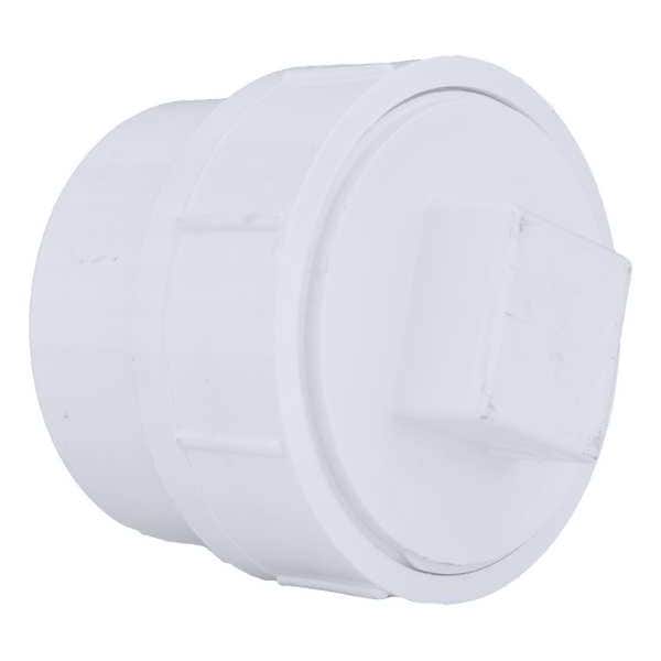 PVC Cleanout Adapter with Plug, FNPT x Spigot, 4 in Pipe Size