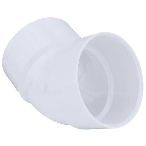 PVC 45 Degree Elbow, Hub, 6 in Pipe Size