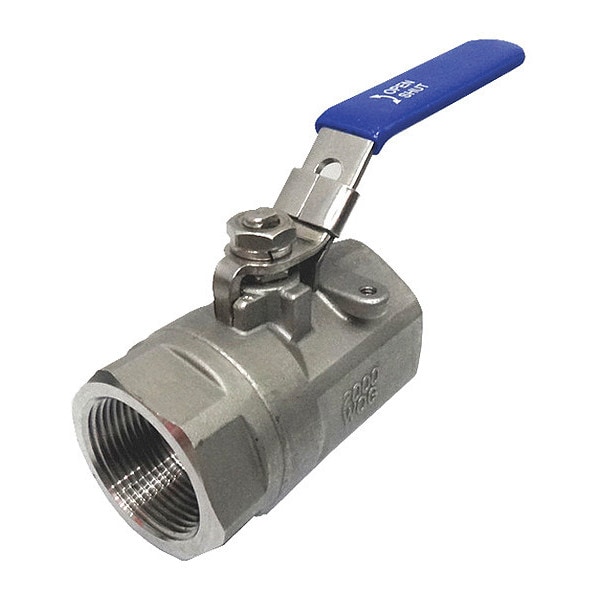 1-1/2" FNPT Stainless Steel Ball Valve Inline