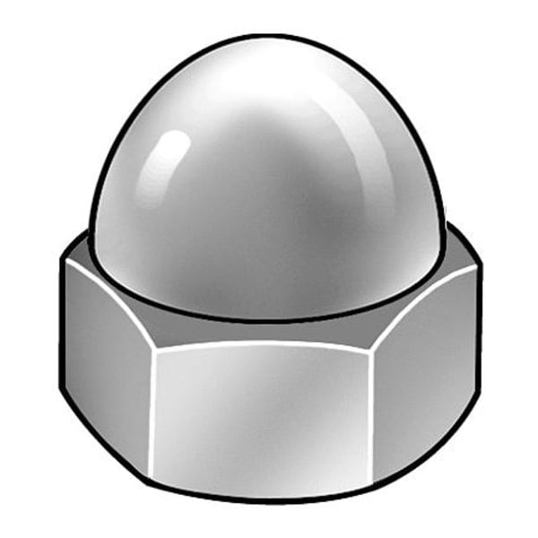 Standard Crown Cap Nut, #10-32, 18-8 Stainless Steel, Plain, 13/32 in H, 25 PK