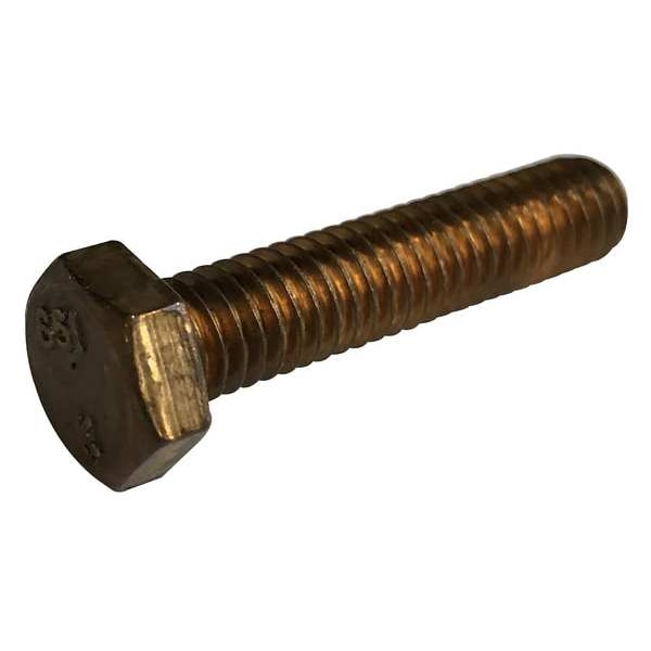 Not Graded, 3/8"-16 Hex Head Cap Screw, Plain Bronze, 2 in L, 10 PK