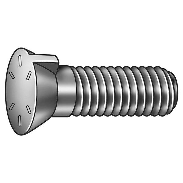 Bucket Tooth Plow Bolt, 7/8"-9 Thrd Sz, 5 1/2 in L, Flat Head, Alloy Steel, Plain, 20 PK