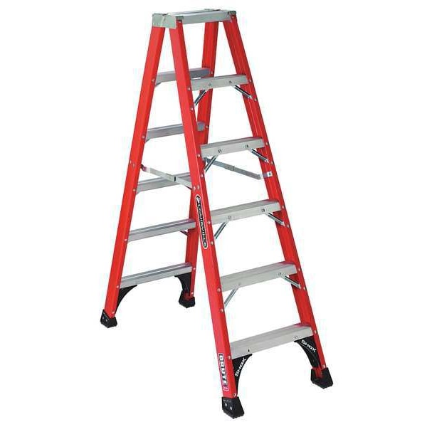 6 ft Fiberglass Twin Stepladder, 375 lb Capacity