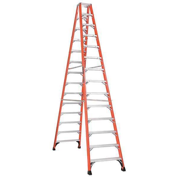 14 ft Fiberglass Twin Stepladder, 375 lb Capacity