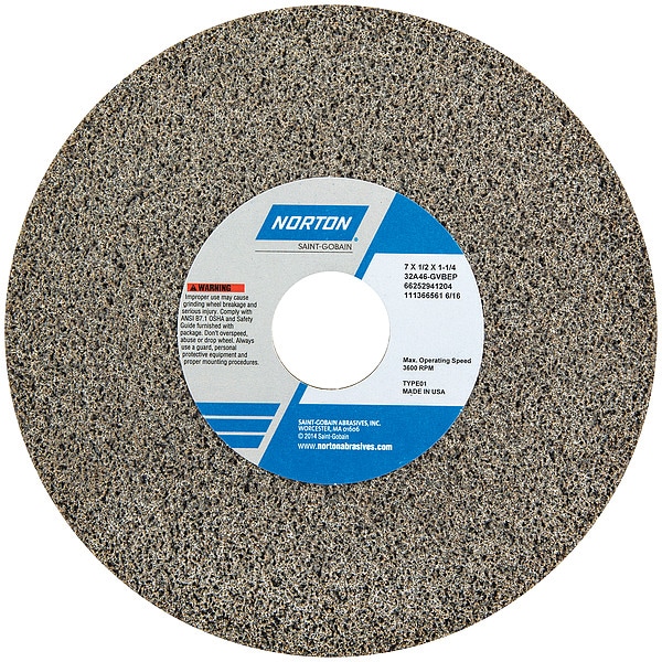 Grinding Wheel, T1, 7x1/2x1-1/4, AO, 46G, PK5