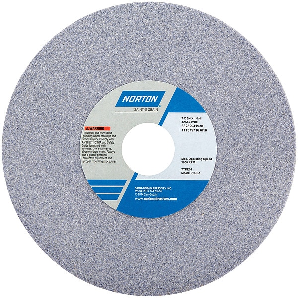 Grinding Wheel, T1, 7x3/4x1-1/4, AO, 60G, PK5
