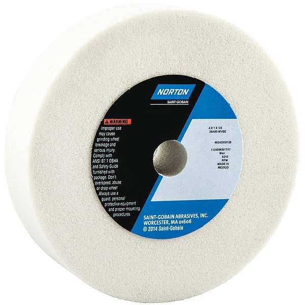 Grinding Wheel, T1, 4x1x1/2, AO, 60G, Wht, PK5