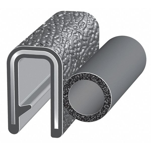 Trim Seal, EPDM, 25 ft Length, 5/8 in Overall Width, Style: Trim with a Top Bulb