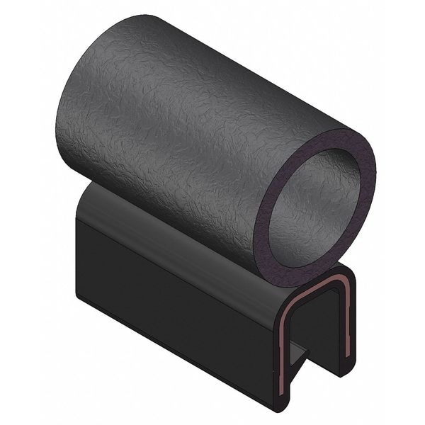 Trim Seal, EPDM, 25 ft Length, 5/8 in Overall Width, Style: Trim with a Side Bulb