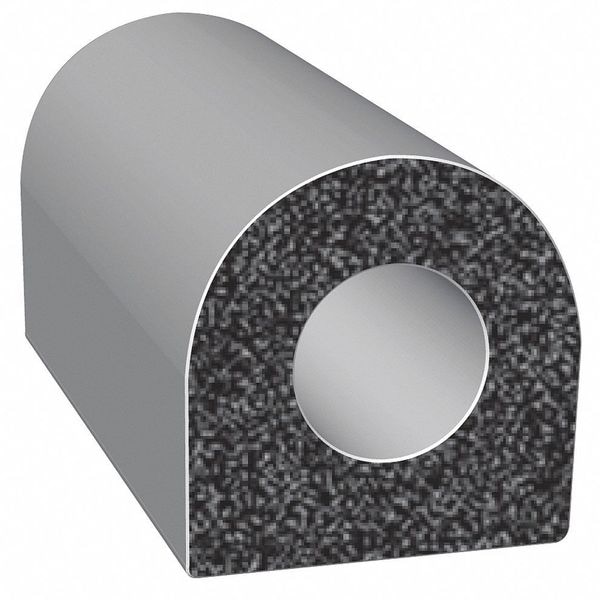 Rubber Seal, D-Shaped, 0.38"W x 100 ft.