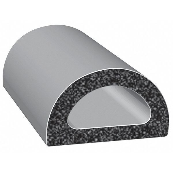 Rubber Seal, D-Shaped, 0.38"W x 100 ft.