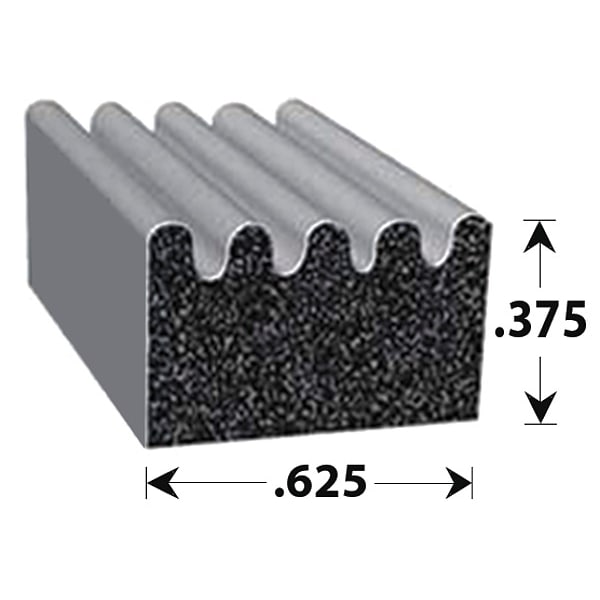 Seal, EPDM Rubber, Black, 50 ft L