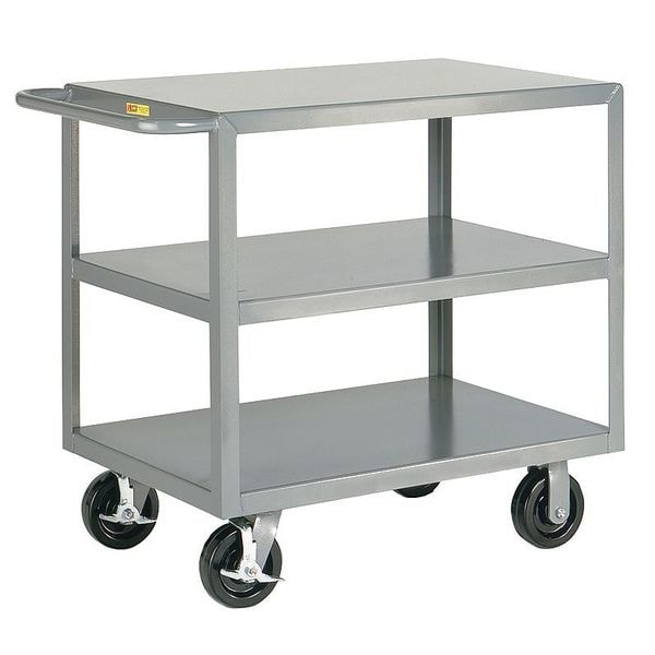 Flat Handle Utility Cart, Steel, 3600 lb Load Capacity, 3 Shelves, 41 1/2 in L, 24 in W, 36" H