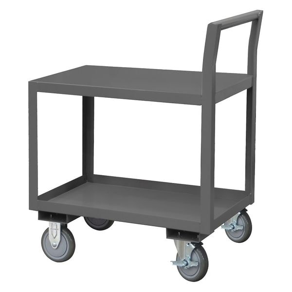 Low-Profile Utility Cart with Lipped & Flush Metal Shelves, Steel, 1,200 lb Load Capacity, 38 in H
